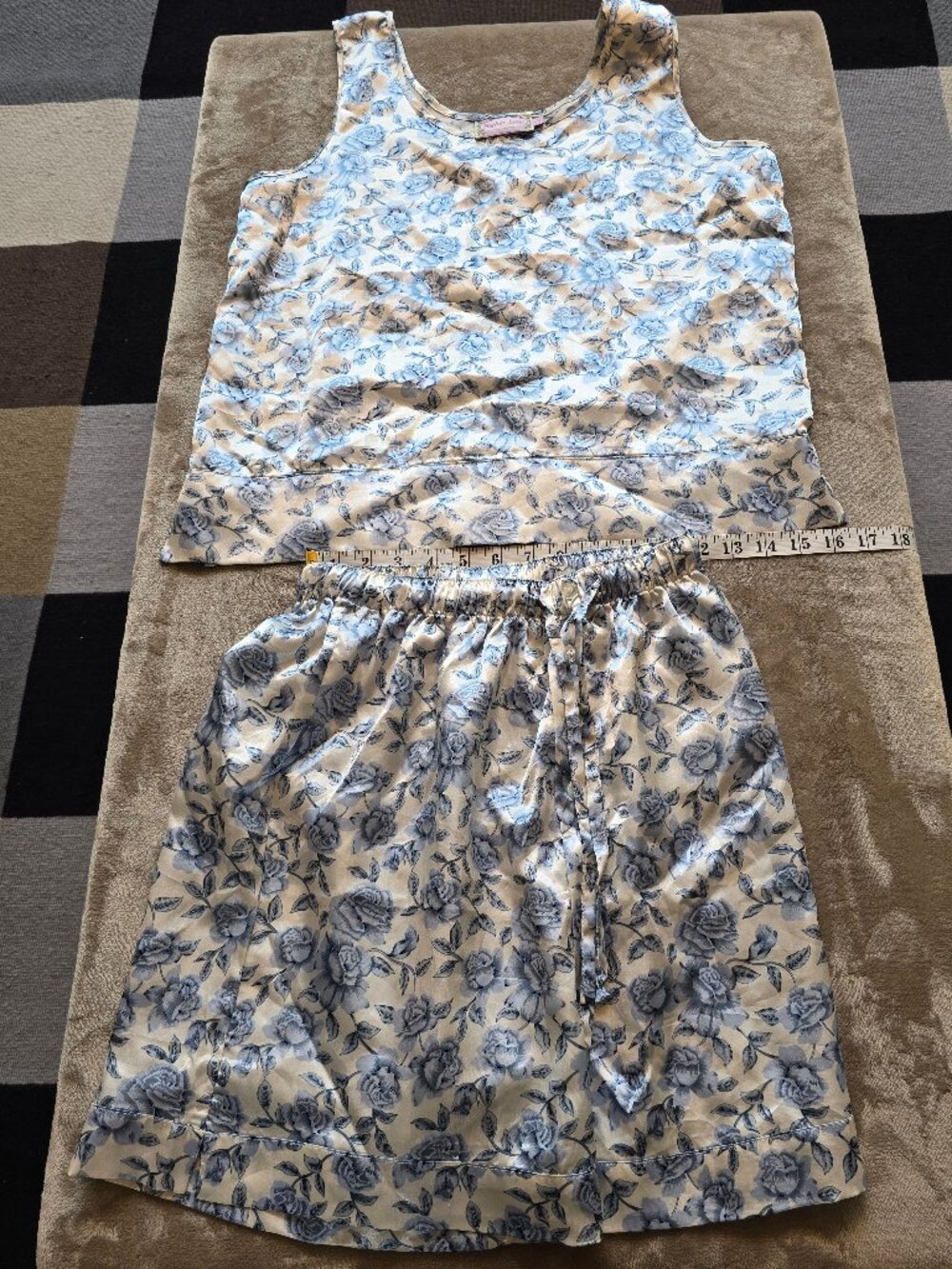 Higher State Floral Loungewear P/J Set Blue & White Co-ord - Size Large